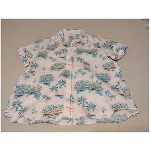 Tommy Bahama Women's Short Sleeve Aloha Shirt Tropical Trees Print Sz Small MM